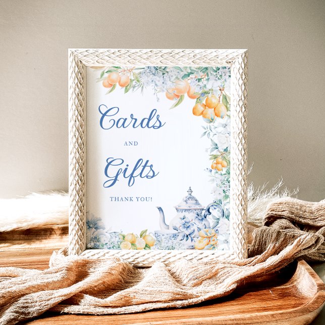 Poster Cartes et cadeaux Blue Floral & Citrus Tea Party (Créateur téléchargé)