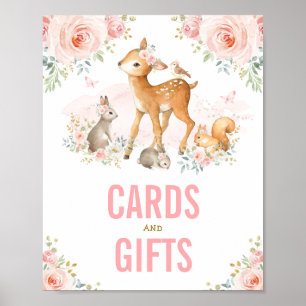 Poster Cartes et cadeaux / Blush Floral Woodland Animaux