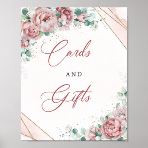 Poster Cartes et Cadeaux Bohème rouge floral eucalyptus d