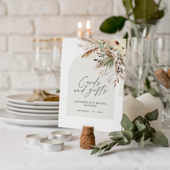 Poster Cartes et cadeaux Boho de douche nuptiale budget (Créateur téléchargé)