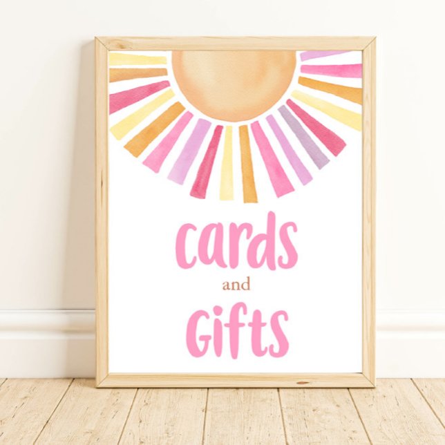Poster Cartes et cadeaux boho soleil rose jaune orange (Créateur téléchargé)