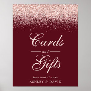 Poster Cartes et Cadeaux Chic Burgundy Confettis Or Rose
