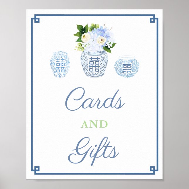 Poster Cartes Et Cadeaux Chinoiserie Chic Baby shower Par (Devant)