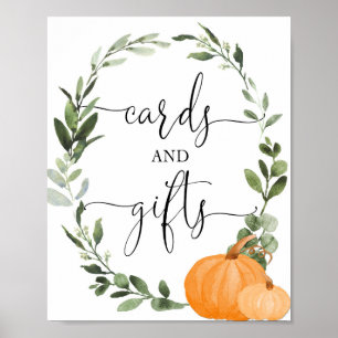 Poster Cartes et cadeaux chute citrouille signe baby show