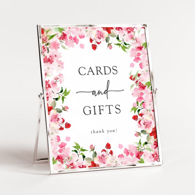 Poster Cartes et cadeaux colorés (Red and Pink Roses Poster - Cards and Gifts Poster by Painted Paperie
)