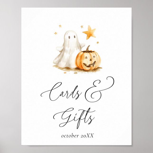 Poster Cartes et cadeaux Cute Boo Halloween Baby shower (Devant)