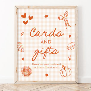 Poster Cartes et cadeaux Cutie Pie à carreaux orange d'au