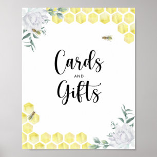 Poster Cartes et cadeaux d'abeille sucrée baby shower