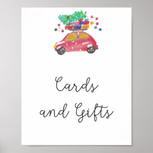 Poster Cartes et cadeaux d'arbres d'hiver pour baby showe
