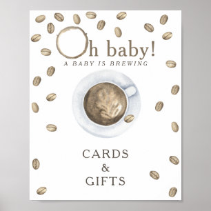 Poster Cartes et cadeaux de Baby Shower Café qui coule