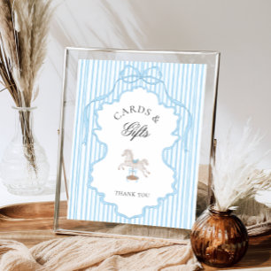 Poster Cartes et Cadeaux de Baby Shower Cheval à Bascule 