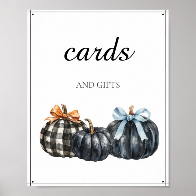 Poster Cartes et cadeaux de Baby shower Citrouille noirs (Devant)