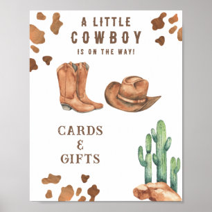 Poster Cartes et cadeaux de baby shower cowboy bébé
