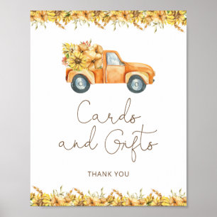 Poster Cartes et cadeaux de Baby shower de camion Citroui
