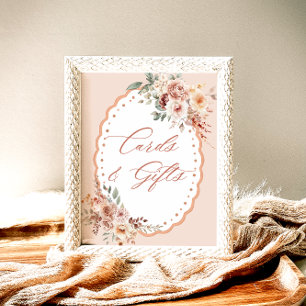 Poster Cartes et cadeaux de Baby Shower Floral Boho
