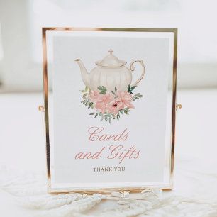 Poster Cartes et cadeaux de Baby shower Floral Tea Party