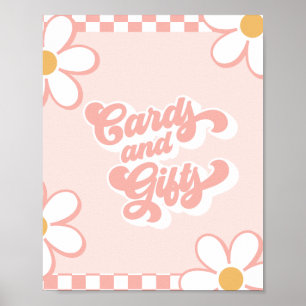 Poster Cartes et Cadeaux de Baby Shower Groovy avec Vérif
