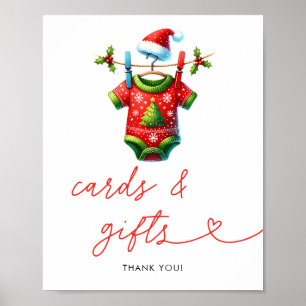 Poster Cartes et cadeaux de Baby shower Holly Christmas P