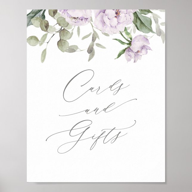 Poster Cartes et cadeaux de Baby shower papillon violet (Devant)