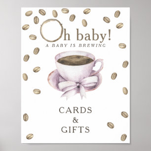 Poster Cartes et cadeaux de Baby Shower pour café qui se