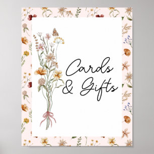 Poster Cartes et cadeaux de Baby shower rose petit Fleur 