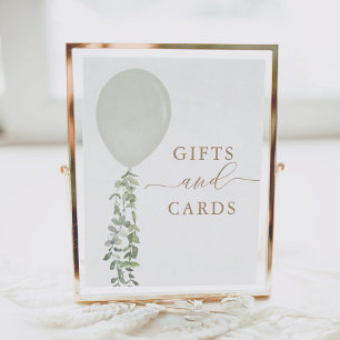 Poster Cartes et cadeaux de Baby shower Sage Green Balloo