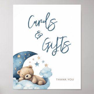 Poster Cartes et cadeaux de Baby shower Teddy Bear Moon