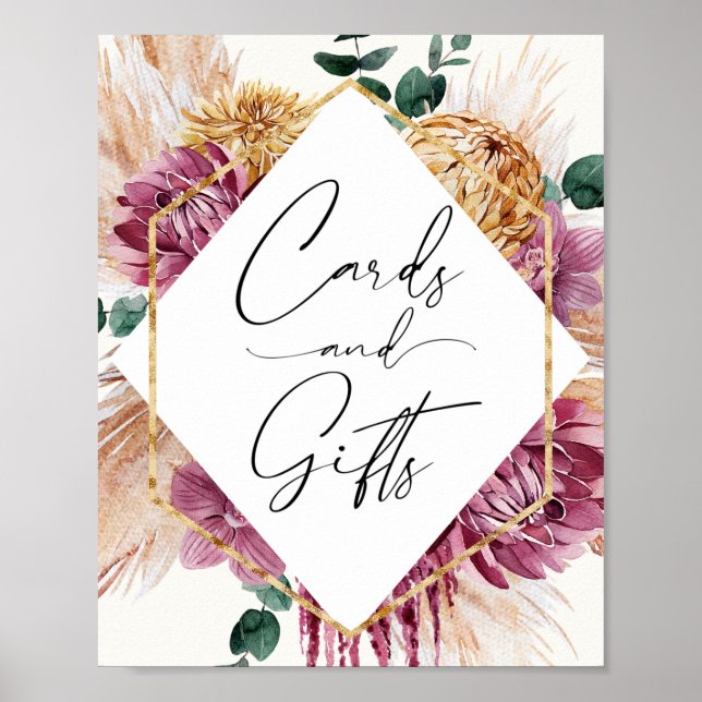 Poster Cartes et Cadeaux de Bouquet Sec de Pampas Bohème (Devant)