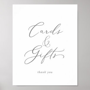 Poster Cartes et cadeaux de calligraphie argentée délicat