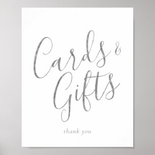 Poster Cartes et cadeaux de calligraphie argentée élégant
