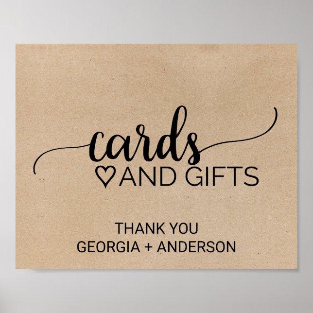 Poster Cartes et Cadeaux de Calligraphie Simple Faux Kraf (Devant)