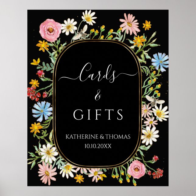 Poster Cartes et cadeaux de couronne florale Boho Wildflo (Devant)