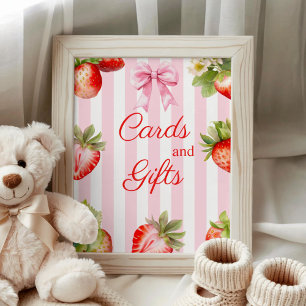 Poster Cartes et Cadeaux de Fête de Bébé aux Fraises à l'