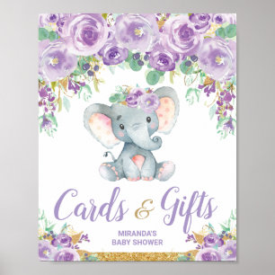 Poster Cartes et Cadeaux de Fête de Naissance d'Éléphant