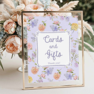 Poster Cartes et cadeaux de Fêtes des mariées florales po