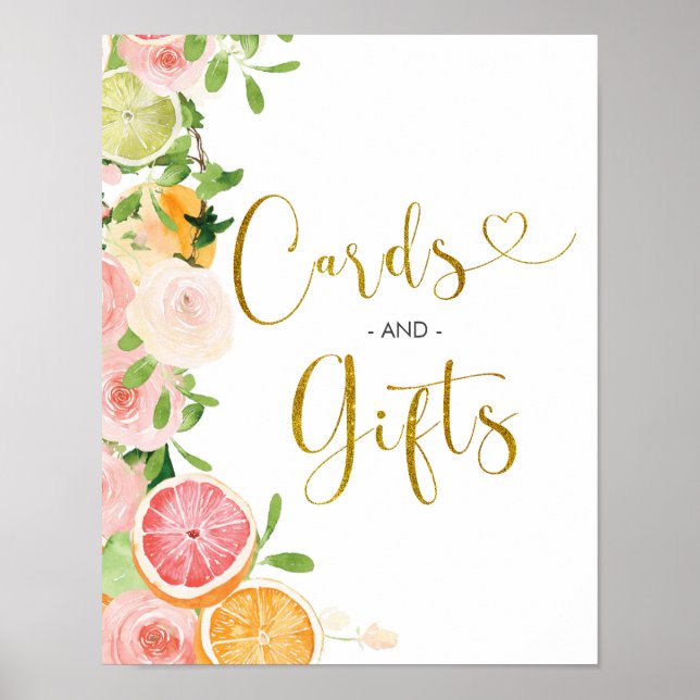 Poster Cartes et cadeaux de fiançailles Citron Rose Grape (Devant)