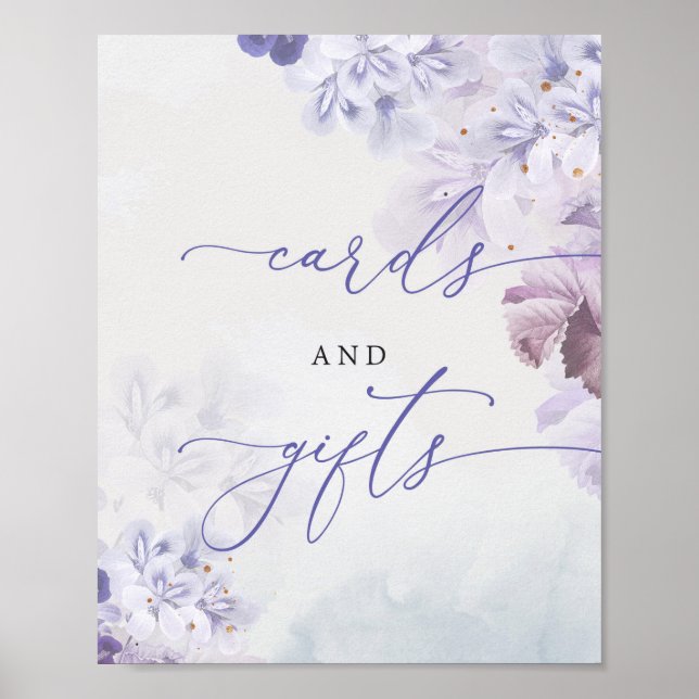 Poster Cartes et cadeaux de fleurs bleu roux printemps (Devant)