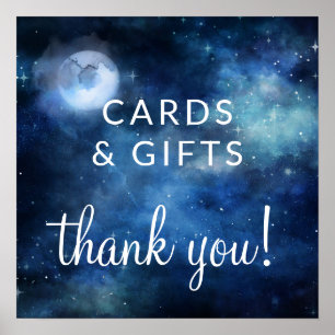 Poster Cartes et cadeaux de lune de ciel lunaire Panneau 