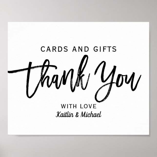 Poster Cartes et cadeaux de mariage 8x10 Typographie | No (Devant)