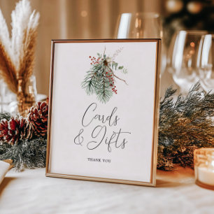 Poster Cartes et cadeaux de mariage botanique d'hiver