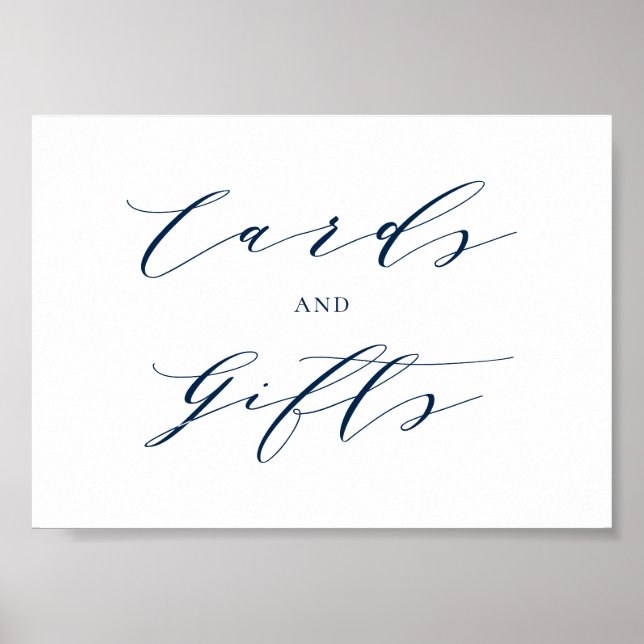 Poster Cartes et cadeaux de mariage minimaliste bleu (Devant)