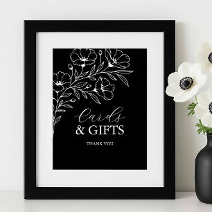 Poster Cartes et cadeaux de mariage noir et blanc