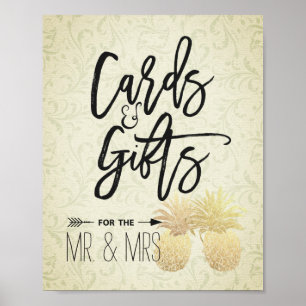 Poster Cartes et Cadeaux de Mariage Panneau Moderne Or An