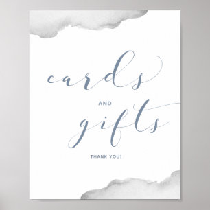 Poster Cartes et Cadeaux de Mariage Poussiéreux Bleu & Gr