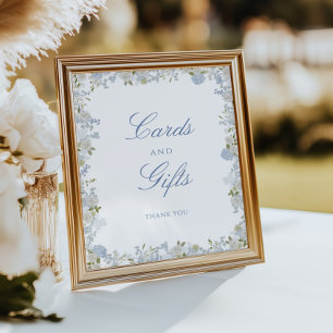 Poster Cartes et cadeaux de mariage romantiques bleu doux