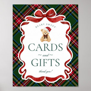 Poster Cartes et cadeaux de Noël avec motif tartan vert e