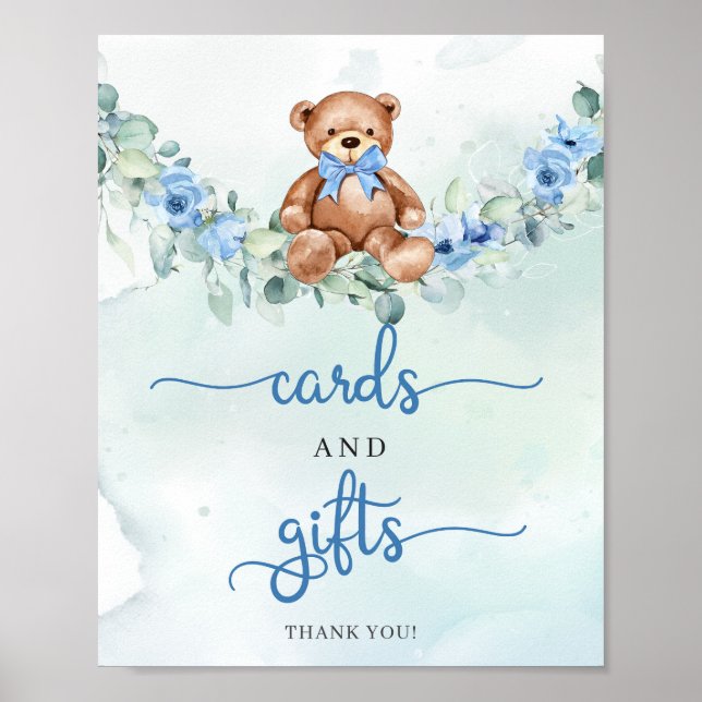 Poster Cartes et cadeaux de ours en peluche mignon bohème (Devant)