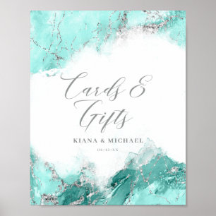 Poster Cartes et cadeaux de Parties scintillant en marbre