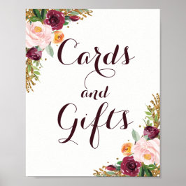 Poster Cartes Et Cadeaux De Parties scintillant Florale D