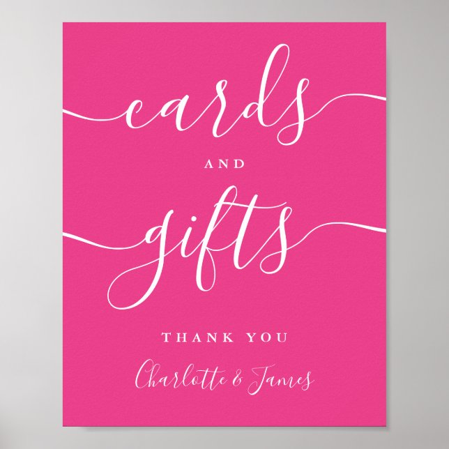 Poster Cartes Et Cadeaux De Signature Rose Chaud (Devant)